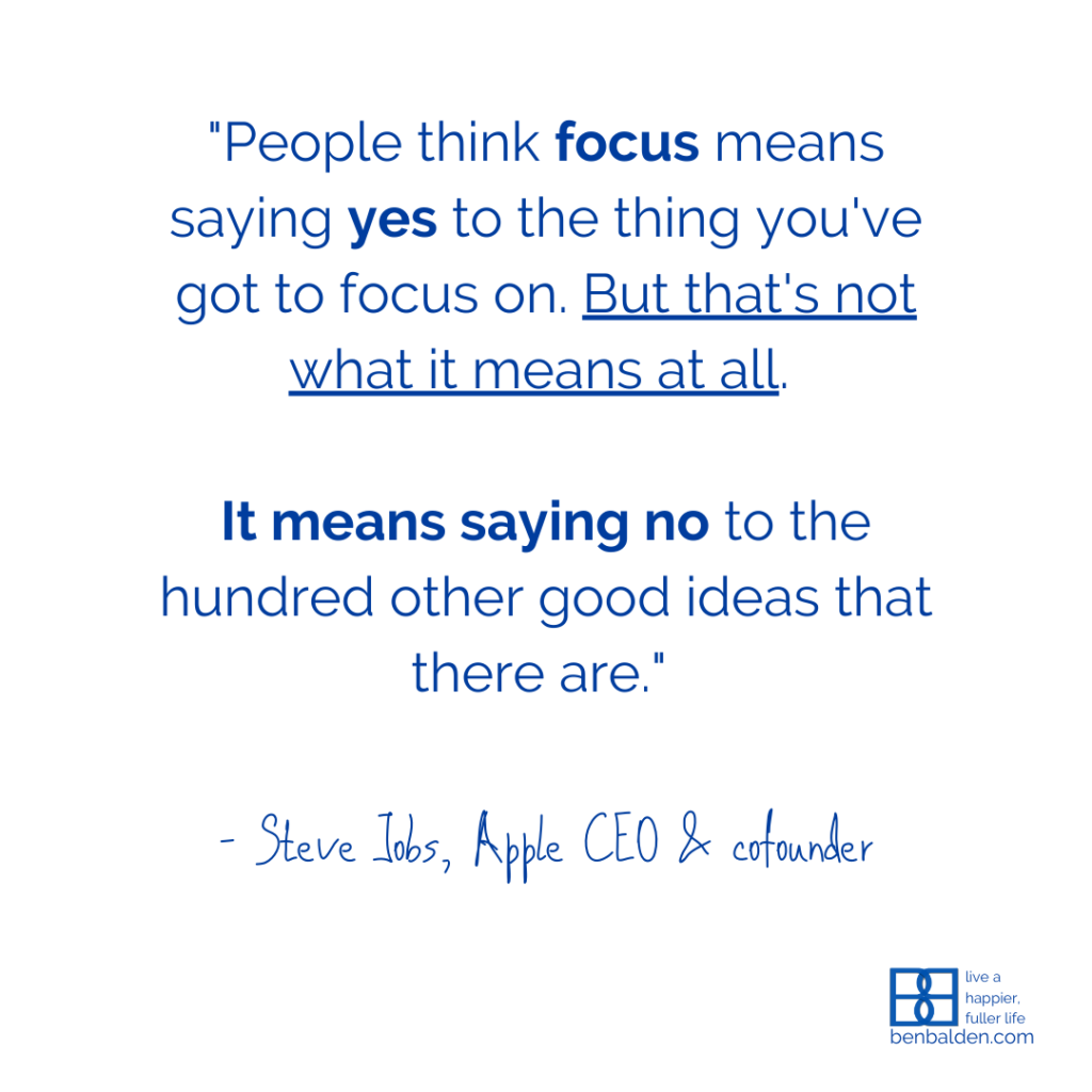 Focus means SAYING NO!