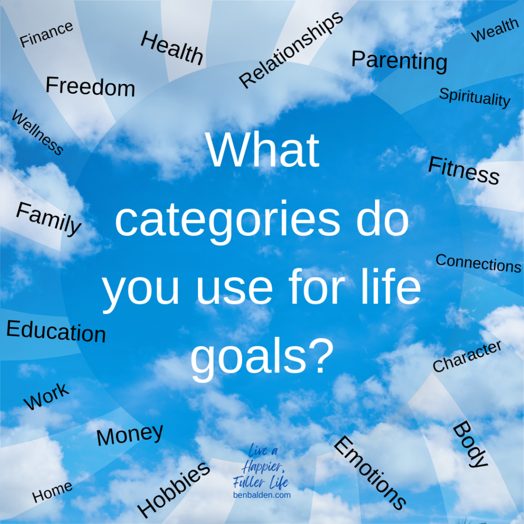 Podcast #112-How do you categorize your life goals?
Buy my latest book at https://benbalden.com/books/
-People naturally set goals in areas of life
-Many personal development works/books/programs have 